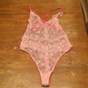 Victoria Secret Pick Lace Bodysuit